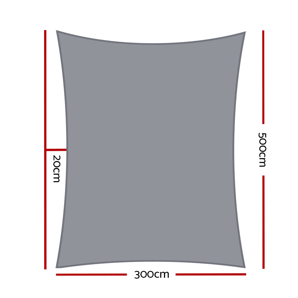 Instahut Sun Shade Sail Cloth Canopy Shadecloth Awning Outdoor Rectangle 280gsm