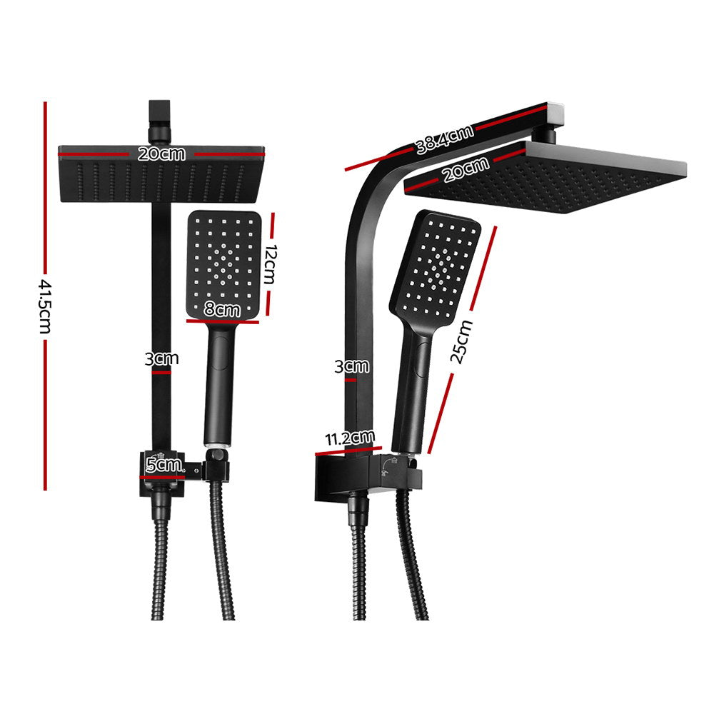 Cefito WELS 8'' Rain Shower Head Set Square Handheld High Pressure Wall Black