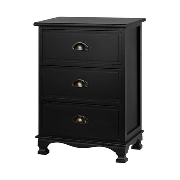 Artiss Vintage Bedside Table Chest Storage Cabinet Nightstand Black