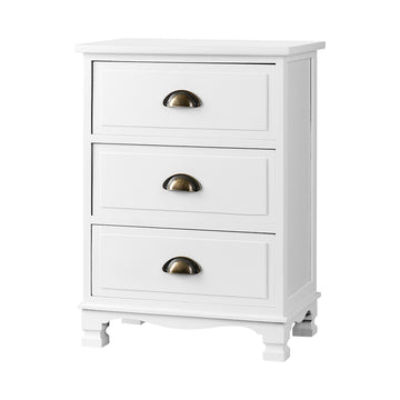 Artiss Vintage Bedside Table Chest Storage Cabinet Nightstand White