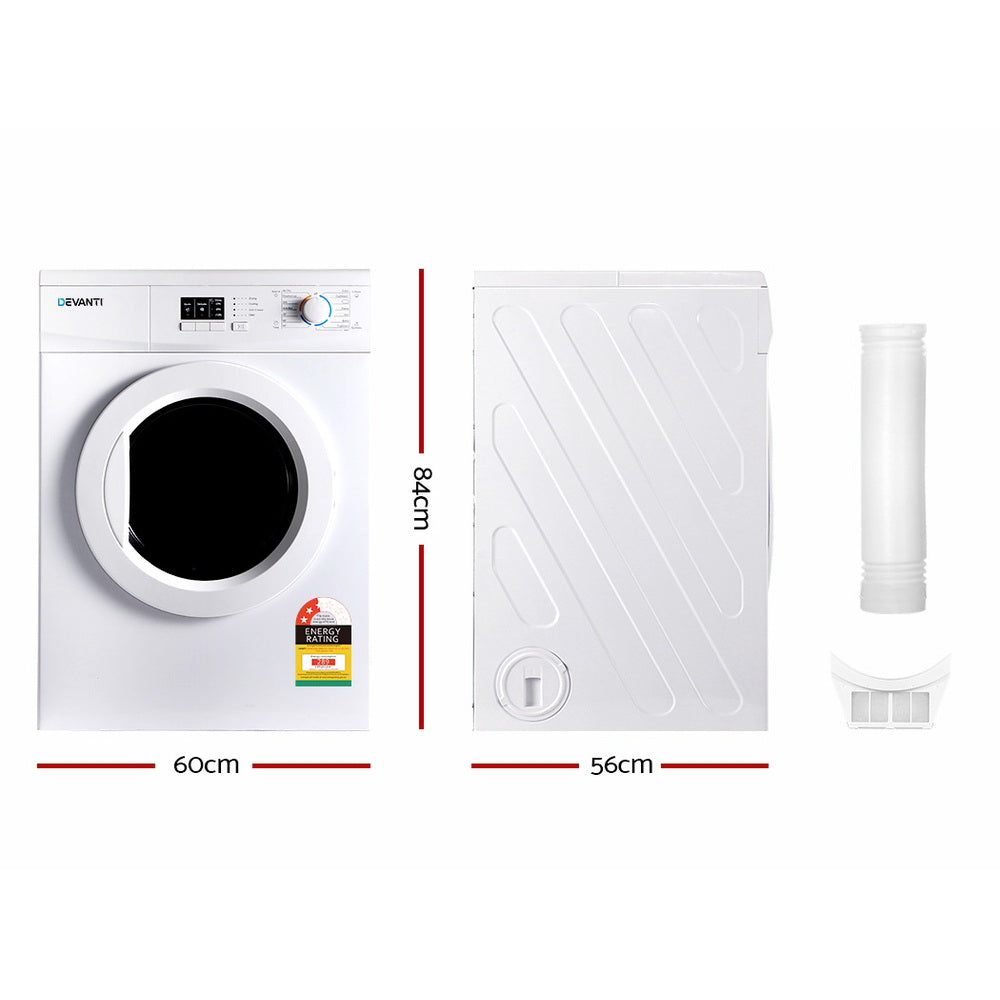 Devanti 7kg Vented Tumble Dryer - White