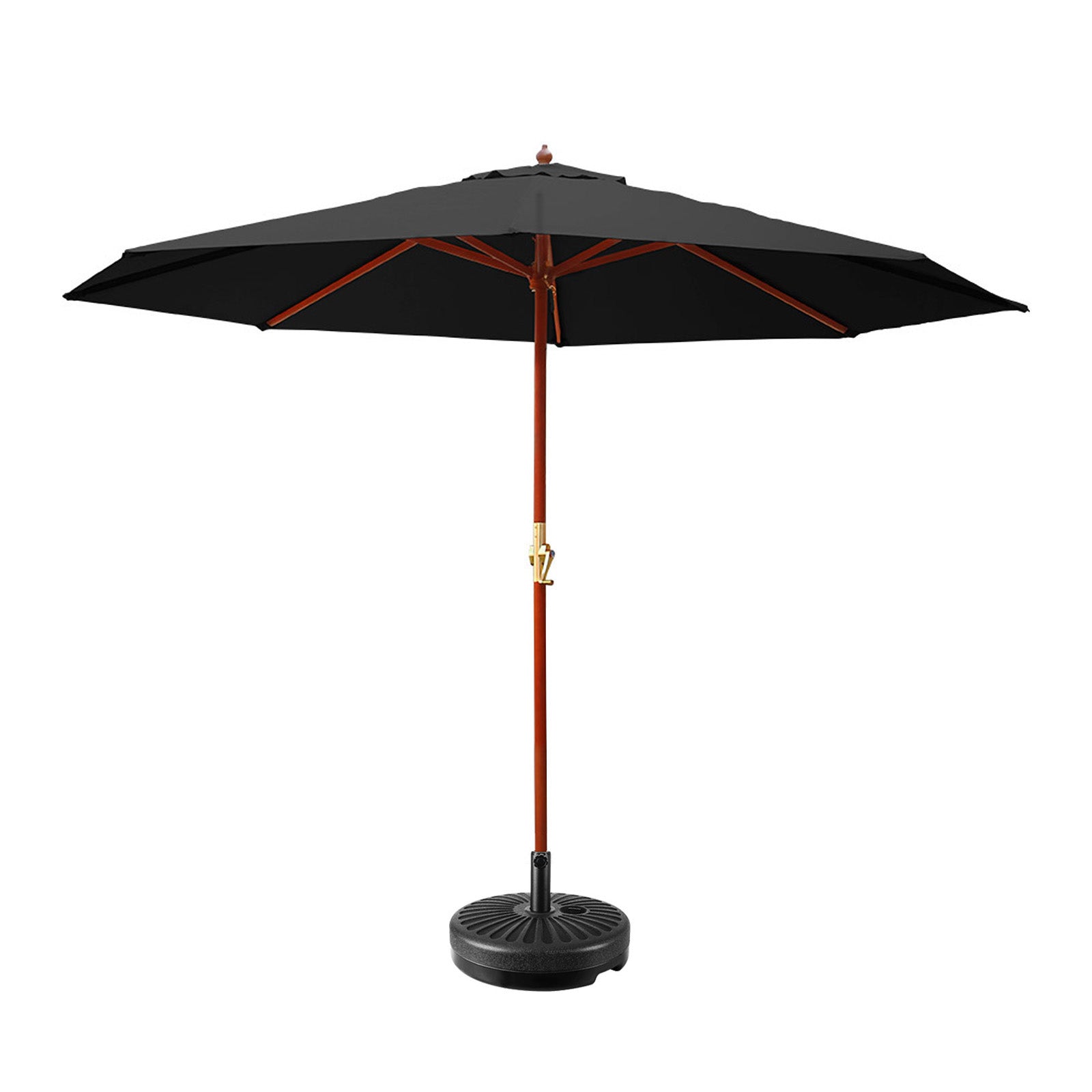 Instahut 3M Umbrella with Base Outdoor Pole Umbrellas Garden Stand Deck Black