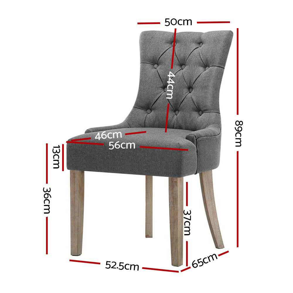 Artiss Set of 2 Dining Chair CAYES French Provincial Chairs Wooden Fabric Retro Cafe