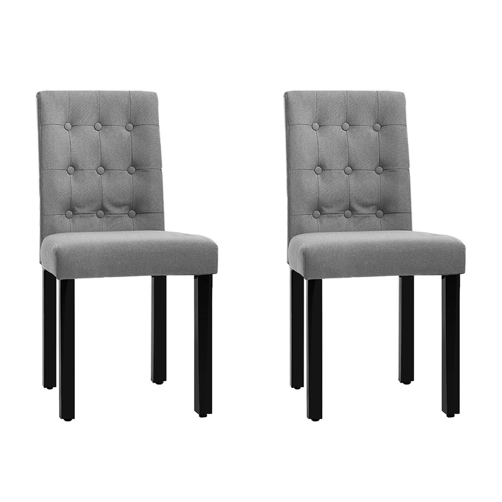 Artiss Set of 2 DONA Dining Chair Fabric Foam Padded High Back Wooden Kitchen Grey