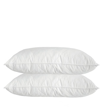 Royal Comfort Luxury Bamboo Blend Quilted Pillow Twin Pack Extra Fill Support White 50 x 75cm