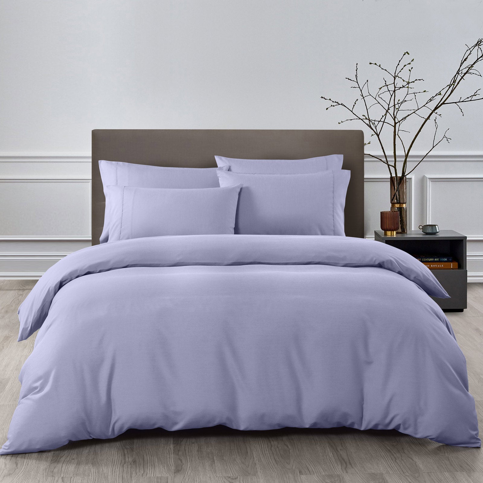 Royal Comfort 2000TC Quilt Cover Set Bamboo Cooling Hypoallergenic Breathable Lilac Grey Queen
