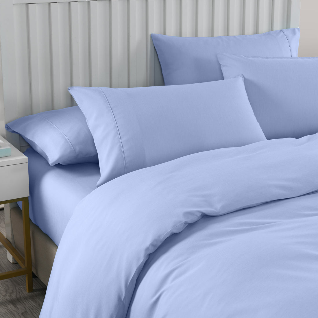 Royal Comfort 2000TC Quilt Cover Set Bamboo Cooling Hypoallergenic Breathable Light Blue King