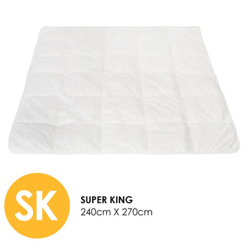Royal Comfort 260GSM Deluxe Eco-Silk Touch Quilt 100% Cotton Cover White Super King