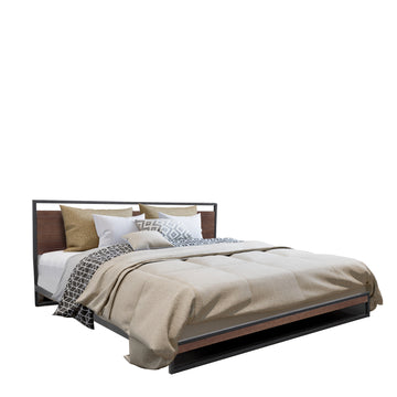 Milano Decor Azure Bed Frame With Headboard Black Wood Steel Platform King