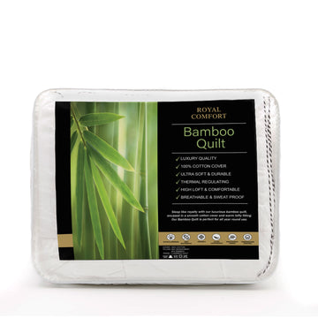 Royal Comfort Bamboo Blend Quilt 250GSM Luxury Doona Duvet 100% Cotton Cover White King