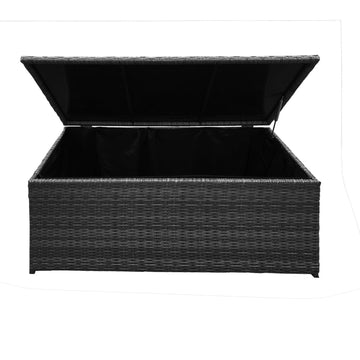 Arcadia Furniture Outdoor Rattan Storage Box Garden Toy Tools Shed UV Resistant Black
