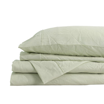 Royal Comfort Flax Linen Blend Sheet Set Bedding Luxury Breathable Ultra Soft Sage Green Queen