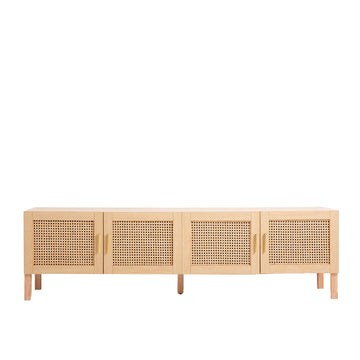 Casa Decor Santiago Rattan Entertainment Unit TV Stand Cabinet Storage Oak