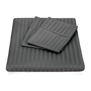 Kensington 1200 Thread Count 100% Egyptian Cotton Sheet Set Stripe Hotel Grade - Single - Charcoal