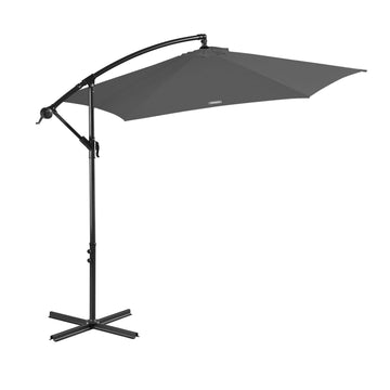 Milano 3M Outdoor Umbrella Cantilever With Protective Cover Patio Garden Shade Charcoal 3 x 2.5m