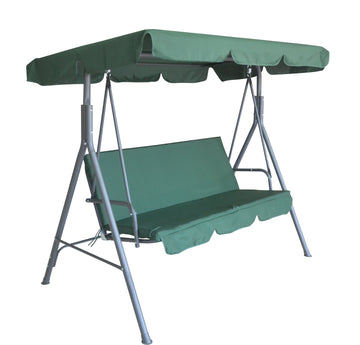 Milano Outdoor Swing Bench Seat Chair Canopy Furniture 3 Seater Garden Hammock Dark Green