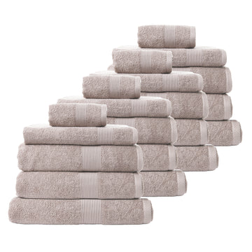 Royal Comfort 20 Piece Cotton Bamboo Towel Bundle Set 450GSM Luxurious Absorbent Champagne