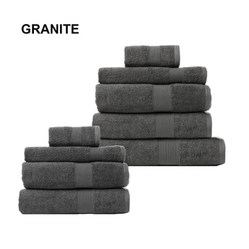 Royal Comfort 9 Piece Cotton Bamboo Towel Bundle Set 450GSM Luxurious Absorbent - Granite