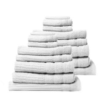 Royal Comfort 16 Piece Egyptian Cotton Eden Towel Set 600GSM Luxurious Absorbent White