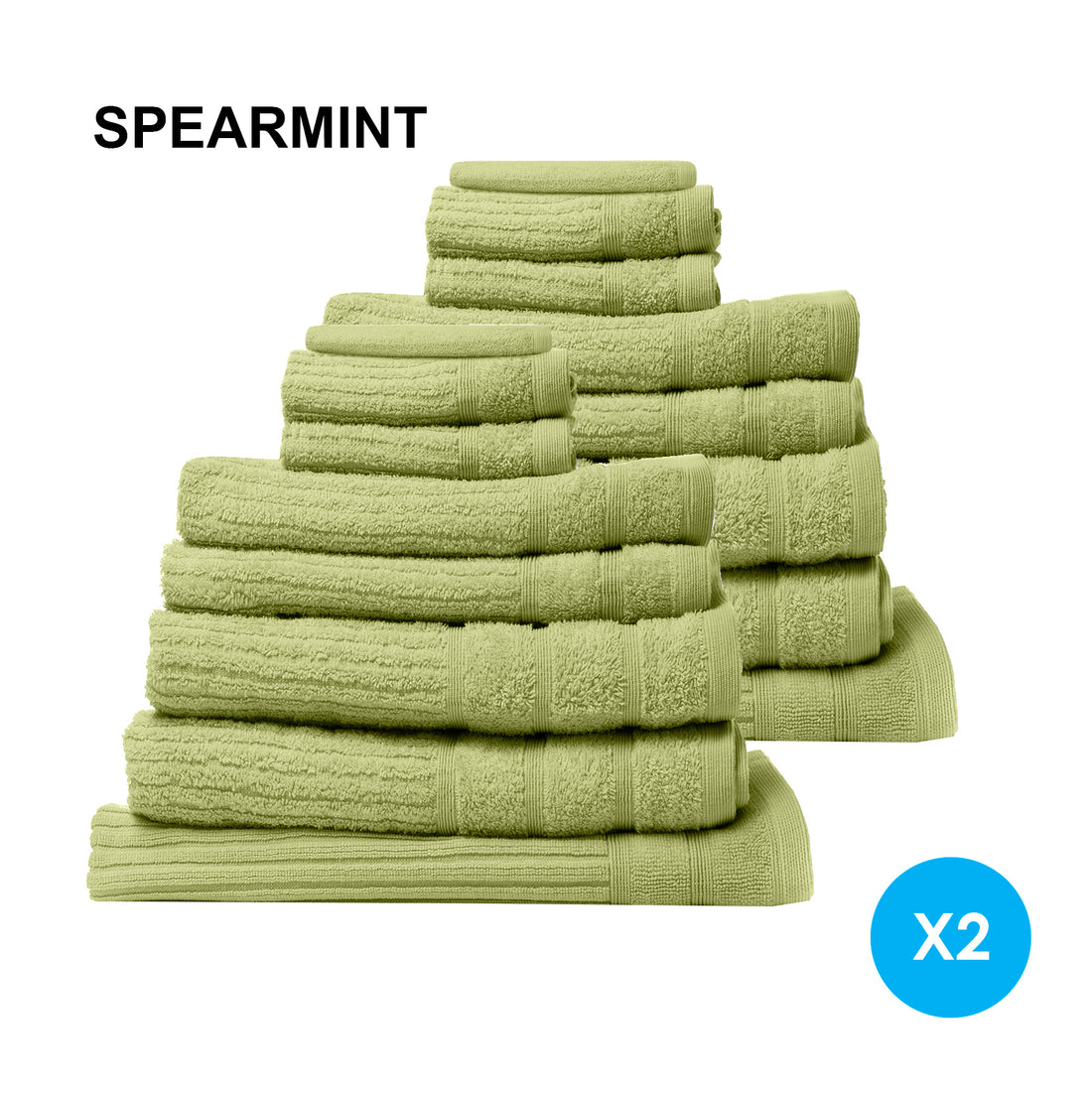 Royal Comfort 16 Piece Egyptian Cotton Eden Towel Set 600GSM Luxurious Absorbent Spearmint