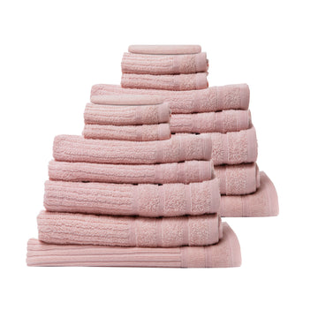 Royal Comfort 16 Piece Egyptian Cotton Eden Towel Set 600GSM Luxurious Absorbent Blush