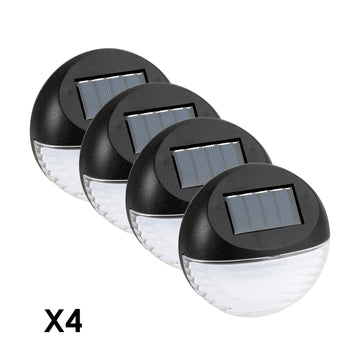 Utmark Round Solar LED Fence Lights x 4 Pack Black