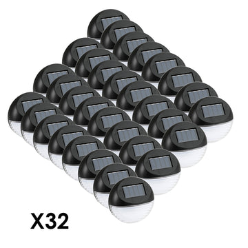 Utmark Round Solar LED Fence Lights x 32 Pack Black