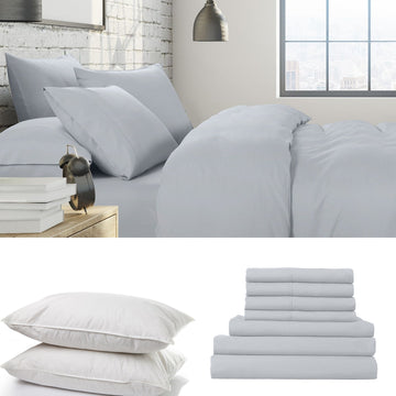 1500 Thread Count 6 Piece Combo And 2 Pack Duck Feather Down Pillows Bedding Set Indigo King