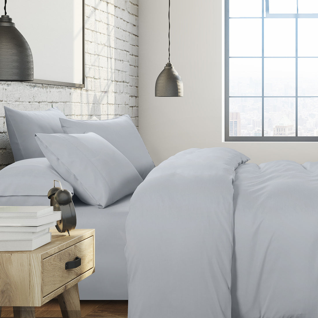1500 Thread Count 6 Piece Combo And 2 Pack Duck Feather Down Pillows Bedding Set Indigo King