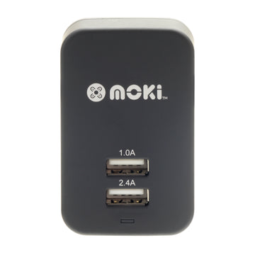 MOKI Dual USB Wall Charger Black
