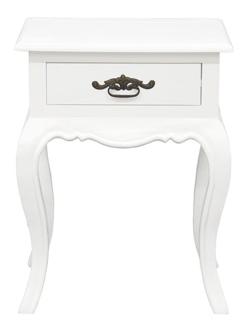 French Provincial 1 Drawer Lamp Table (White)