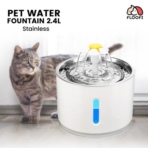 Floofi Pet Water Fountain 2.4L with Stainless Steel FI-WD-107-ZM