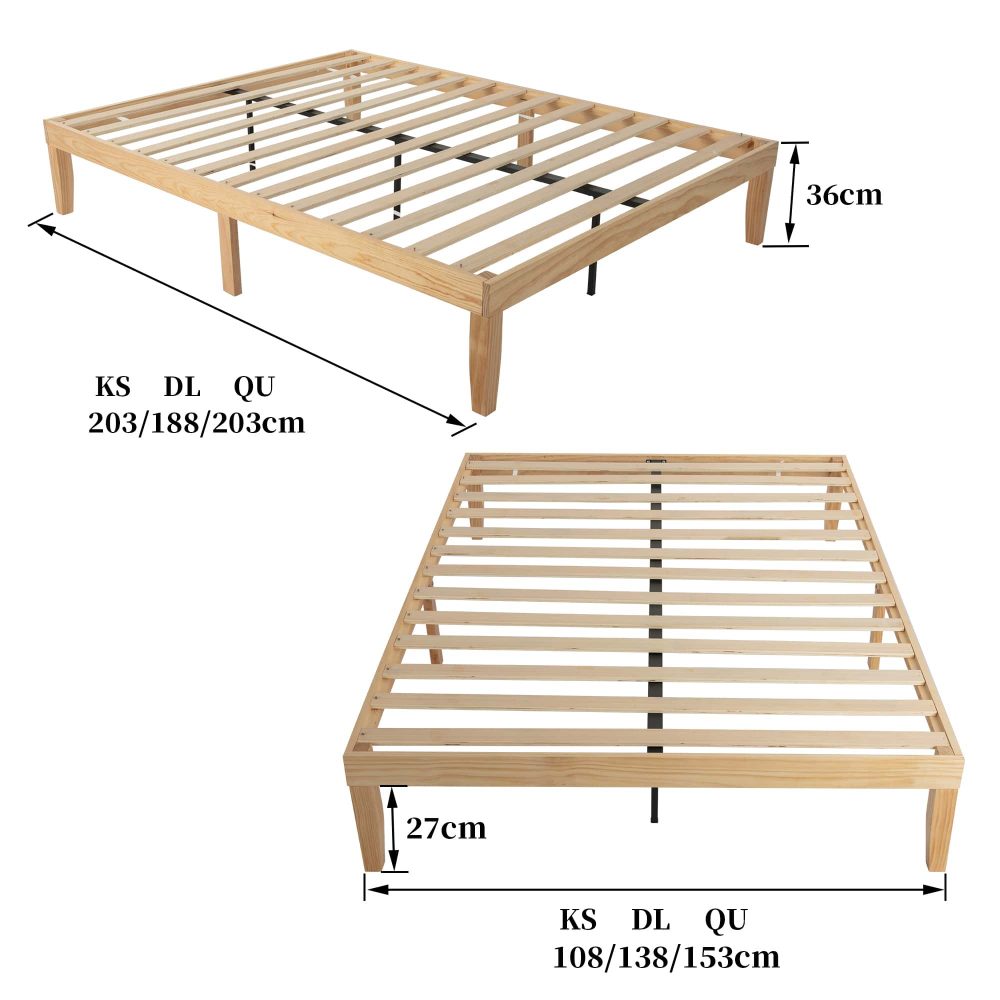 Natural Wooden Bed Base – King Single – Shopping Planet