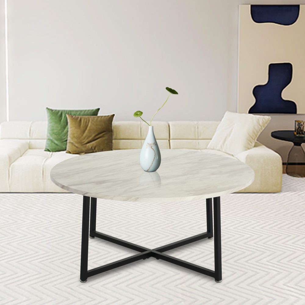 Round Coffee Table with Black Base