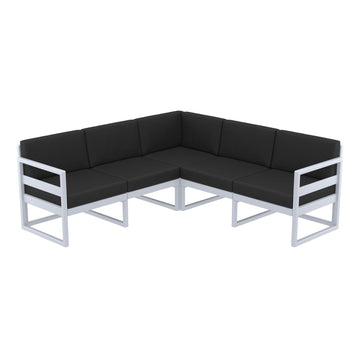 Mykonos Lounge Corner - Silver Grey with Black Cushions