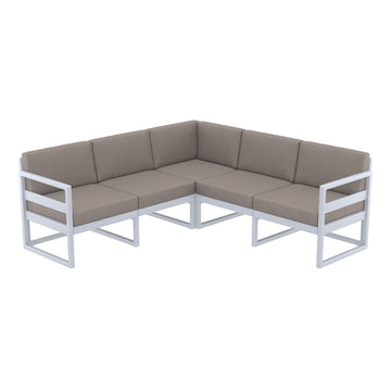 Mykonos Lounge Corner - Silver Grey with Brown Cushions