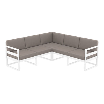 Mykonos Lounge Corner - White with Brown Cushions