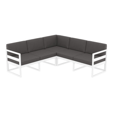 Mykonos Lounge Corner - White with Dark Grey Cushions