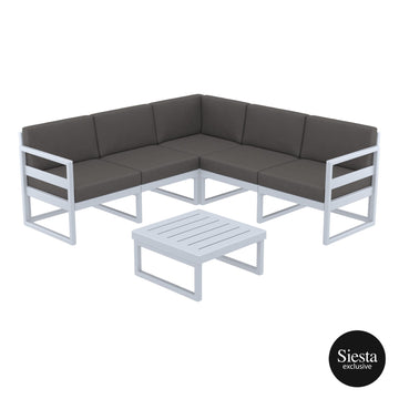 Mykonos Lounge Corner Set - Silver Grey with Dark Grey Cushions