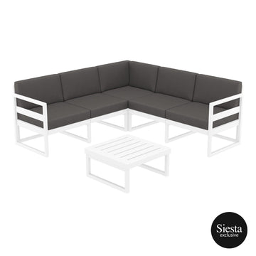Mykonos Lounge Corner Set - White with Dark Grey Cushions