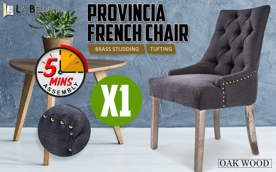 La Bella Black (Charcoal) French Provincial Dining Chair Amour Oak Leg