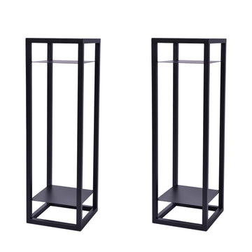 La Bella 2 Set 82cm Black Plant Stand Planter Shelf Rack 2 Tier Steel