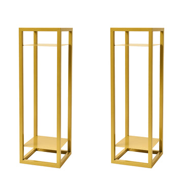 La Bella 2 Set 82cm Gold Plant Stand Planter Shelf Rack 2 Tier Steel