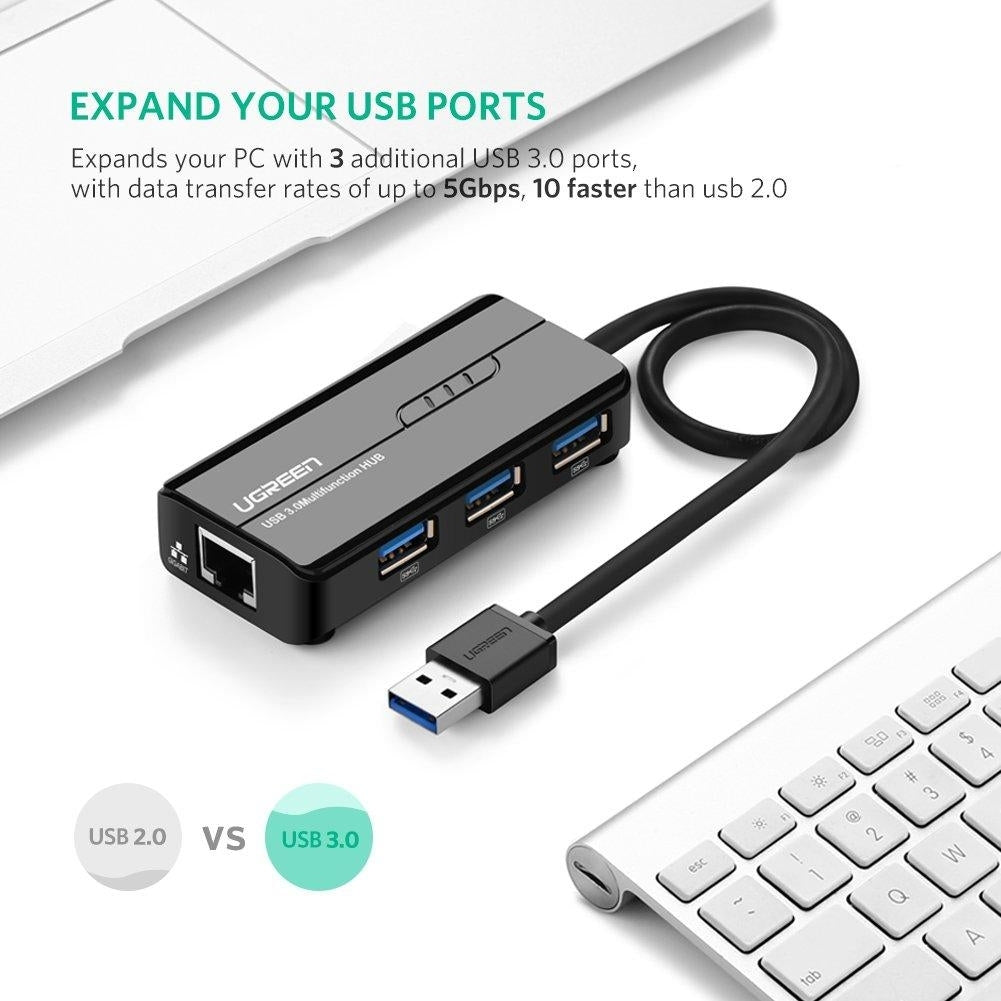 UGREEN USB 3.0 Hub with Gigabit Ethernet Adapter (20265) – Shopping Planet