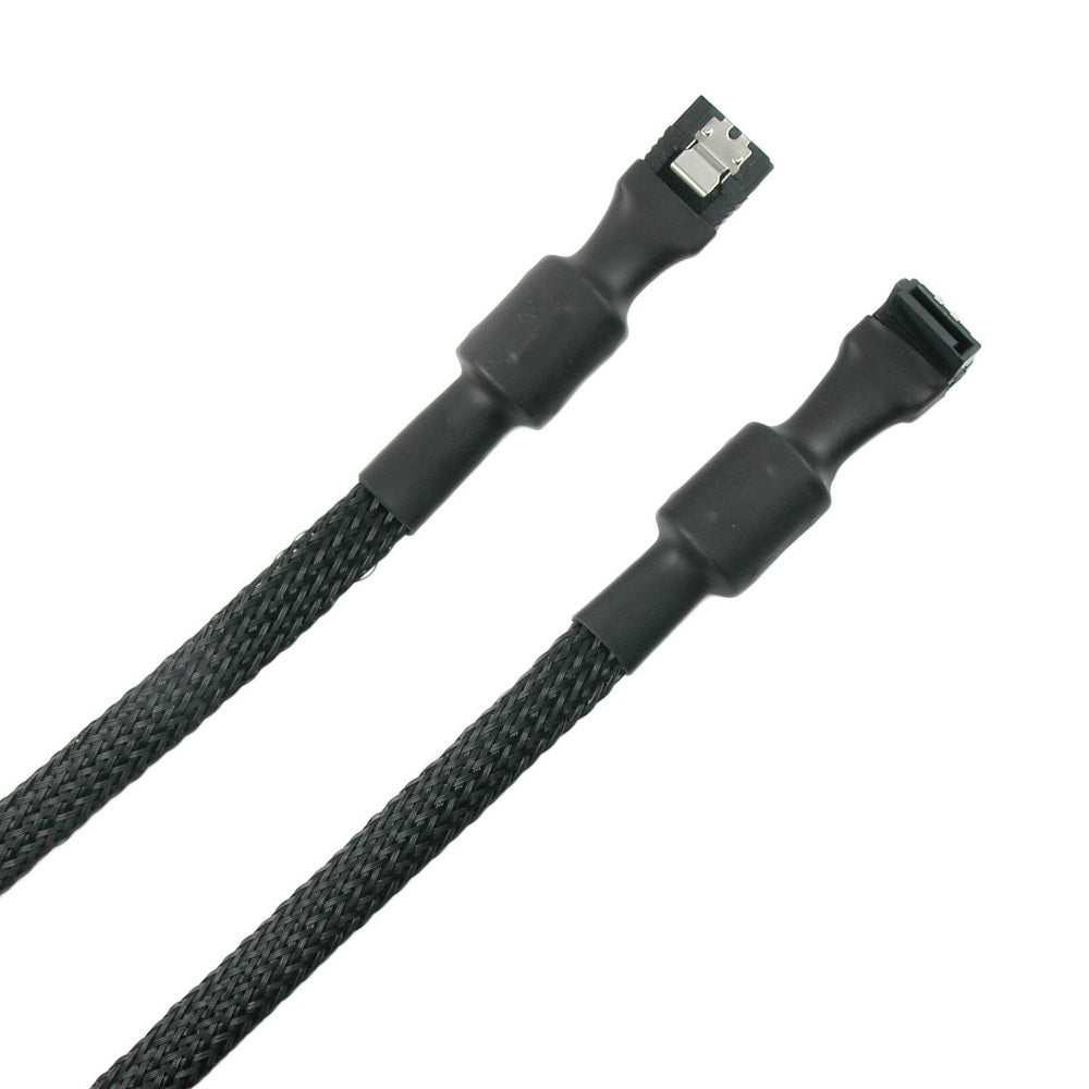 Simplecom CA110L Premium SATA 3 HDD SSD Data Cable Sleeved with Ferrite Bead Lead Clip Angle