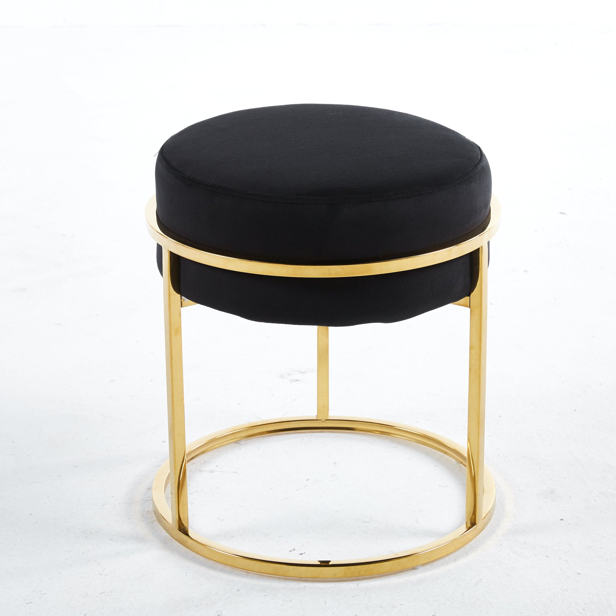 Interior Ave - Soho Black Velvet & Gold Ottoman Footstool