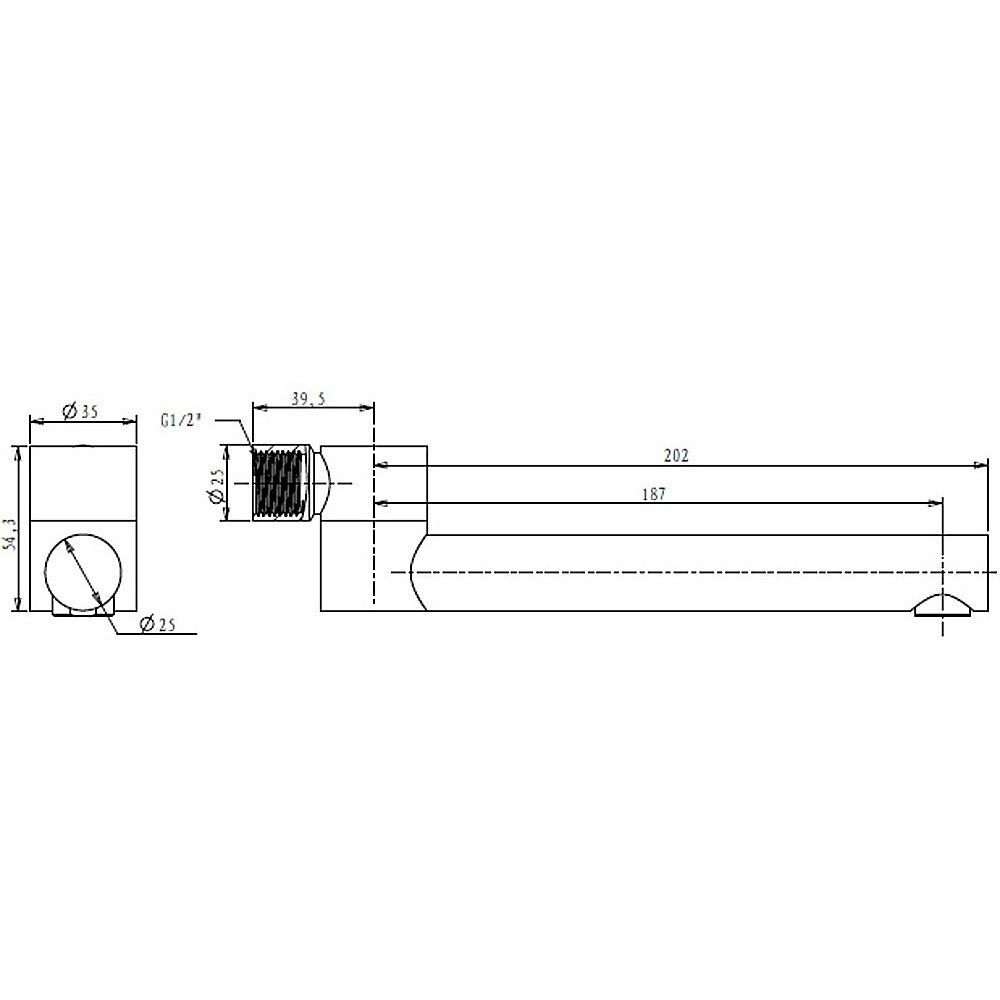 240mm Brass Bath Safety Spout Swivel