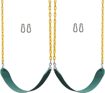 2 Pack Swings Seats Heavy Duty 66" Chain Plastic Coated Playground Swing