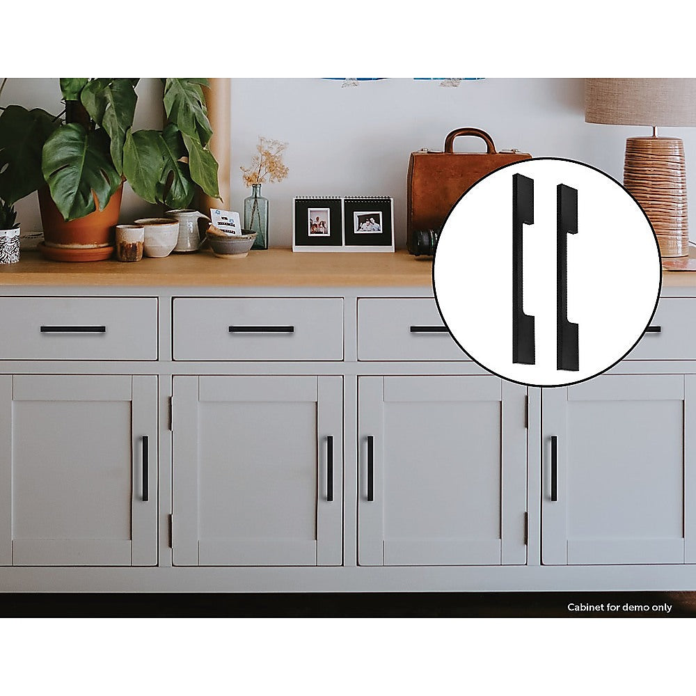 5 x 128mm Kitchen Handle Cabinet Cupboard Door Drawer Handles square Black furniture pulls