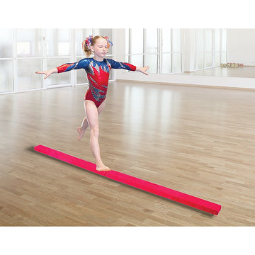 2.4m (8FT) Gymnastics Folding Balance Beam Pink Synthetic Suede